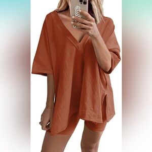 2 piece oversized biker shorts outfit